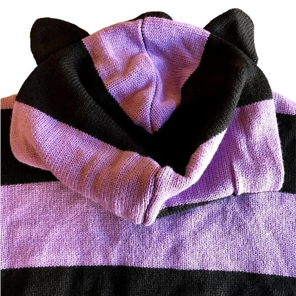 Kikis Delivery Service JiJi Black Cat Purple and Black Stripe Zip Cardigan sz S - Picture 8 of 8